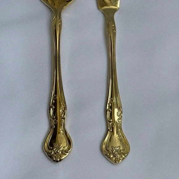 Reed & Barton Ultra Select Gold Plate Serving Spoon Butter Knife Set Japan - Picture 10 of 11